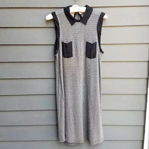 NWT Loop Black White Dress with Black Collar and Pockets (small hole) Large